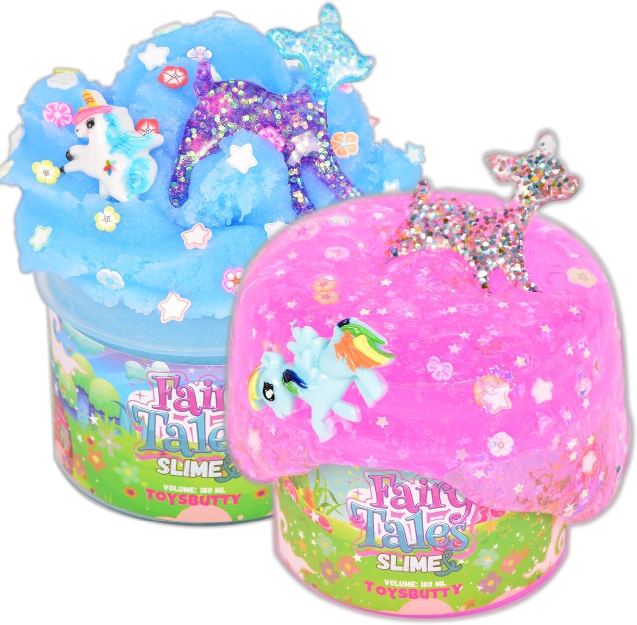 2 Pack Cloud Slime Kit with 8 Accessories & 2 Large Charms (Fairy Tale)